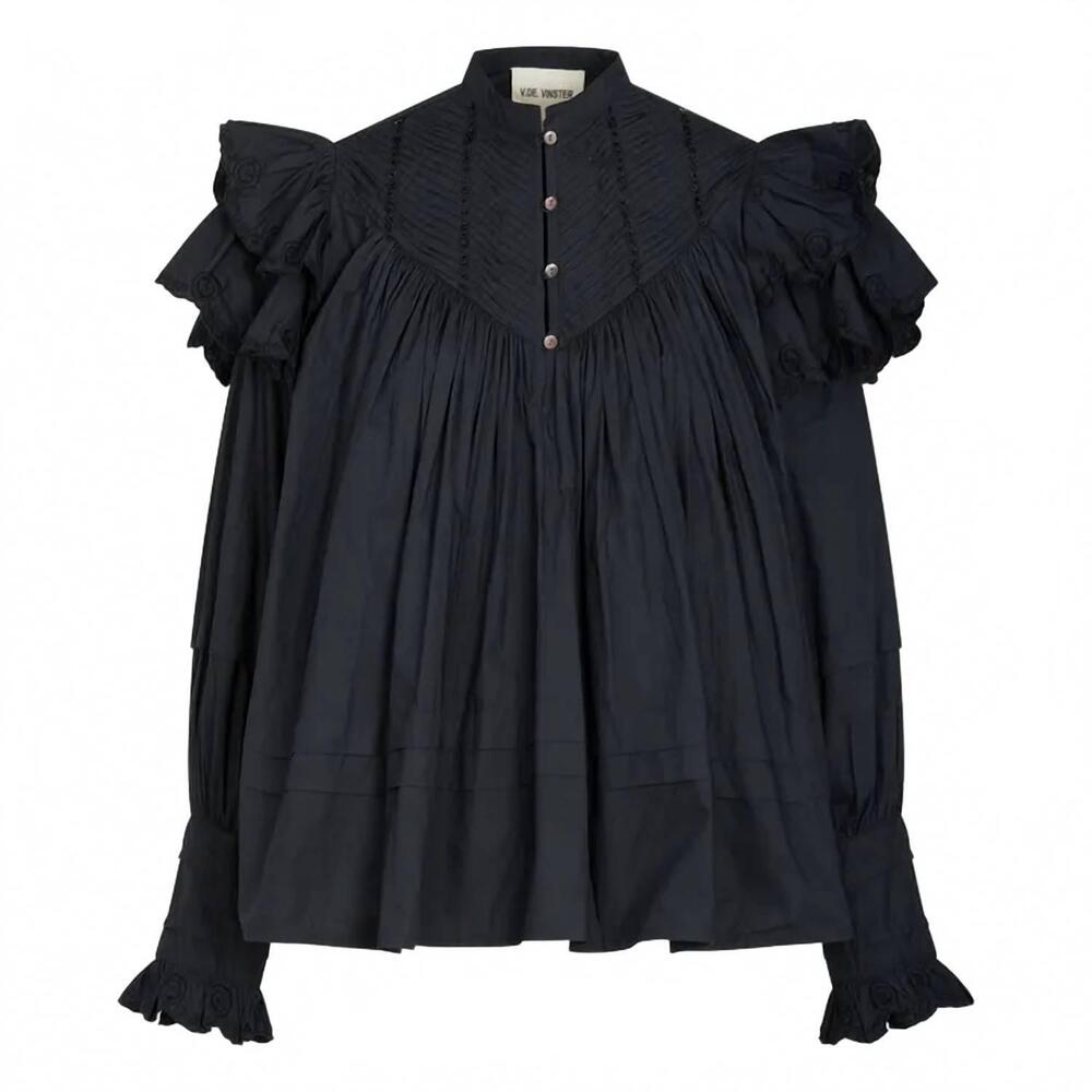NEW V DE VINSTER women's chloe blouse in black